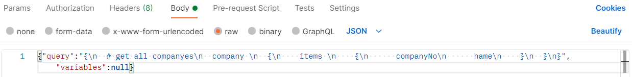 GraphQL raw query in Postman