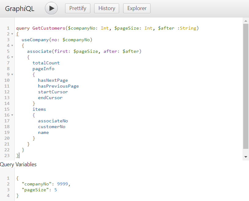 GraphiQL Query Variables