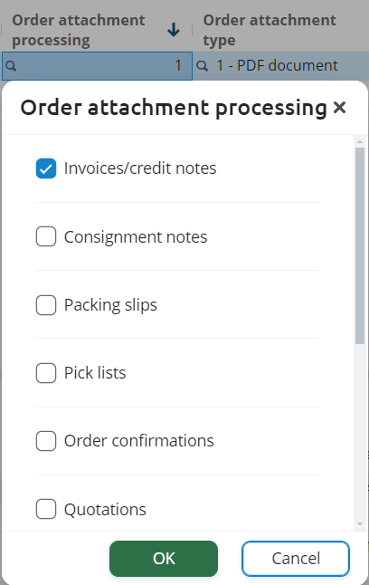 Order attachment processing