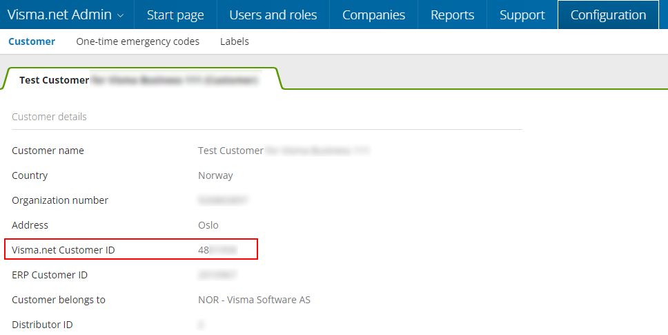 Visma.Net Admin Configuration