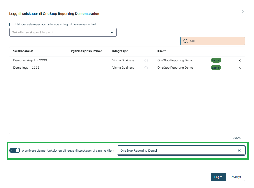 Konsernrapportering On-premise